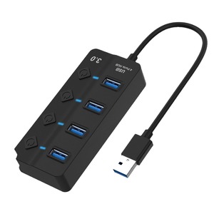【特価処分】Akkerds usb3.0 USB2.0 ハブ ワンドラッグフォークリフト 4ポート HUB ノートブック PC高速エクスパンダ スタンドアロンスイッチ付き 旅行 リモートオフィス ブラック