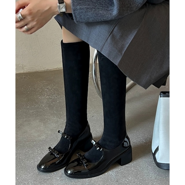 【34-40】Mary-jane ribbon long boots　M4259