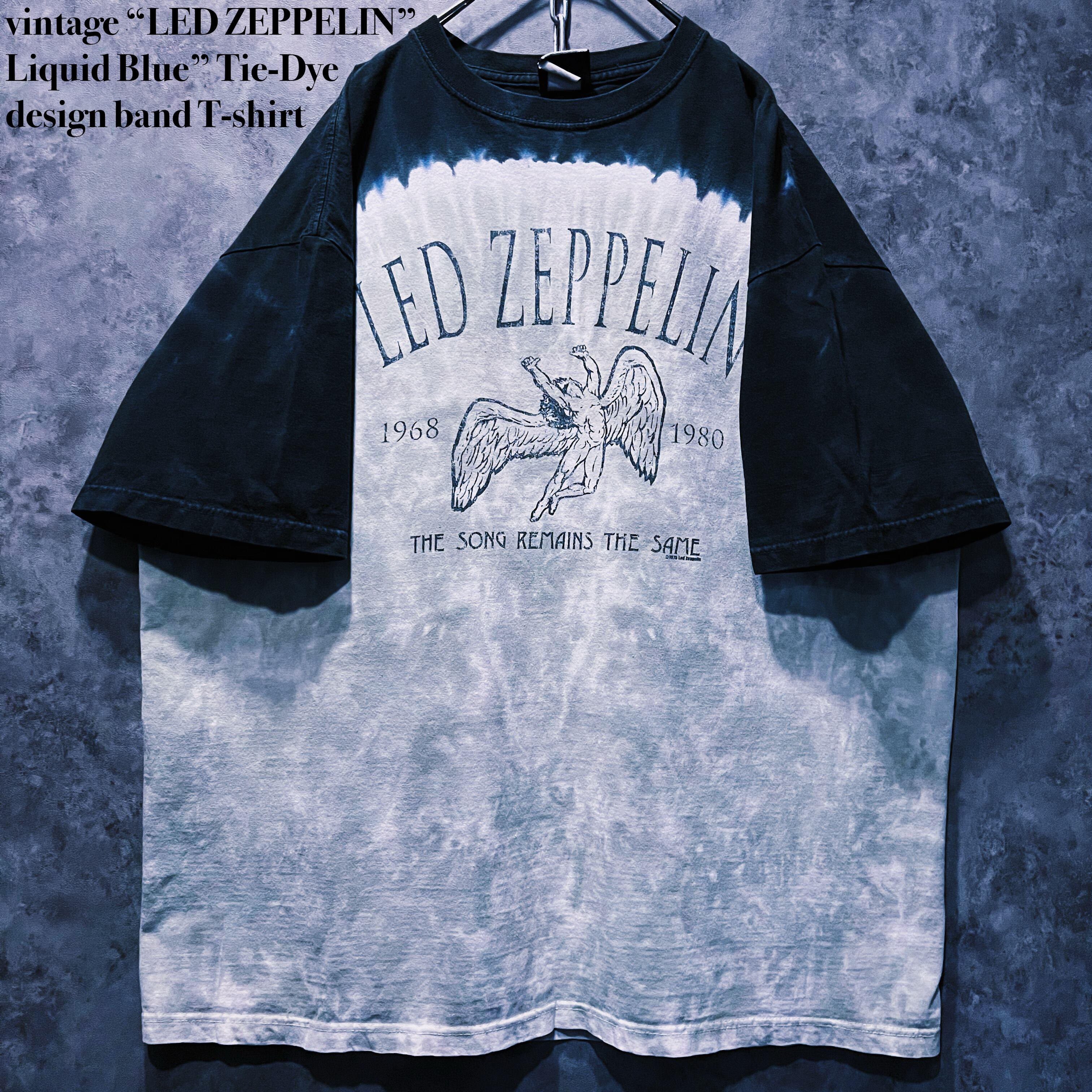 【doppio】vintage “LED ZEPPELIN” Liquid Blue” Tie-Dye design band T-shirt