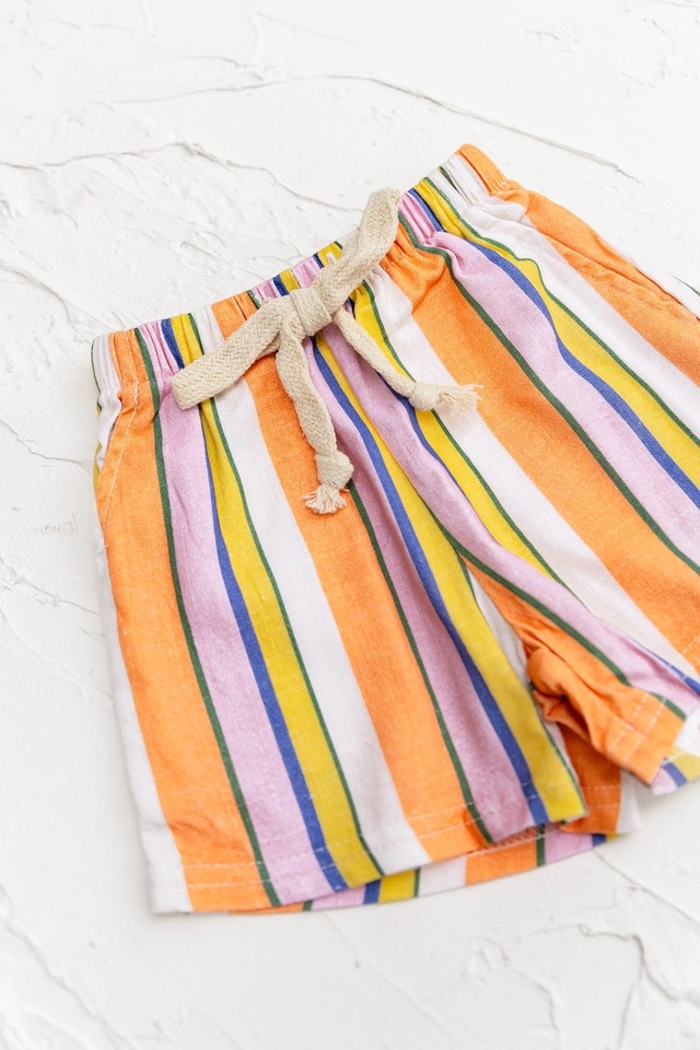 《Last one 6-12m 》 Linen Shorts - Pink/Orange