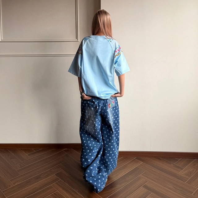 ヴィンテージライクドットパターンデニムパンツ 1col R02527