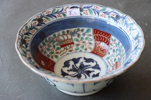 貫入 伊万里焼 色絵 花唐草文 鉢