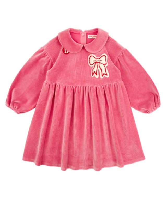 [BEBE DE PINO] Puff ribbon ribbed velour dress 正規品 韓国ブランド 韓国ファッション 韓国代行 韓国通販 ベベドピノ bebedepino 日本 店舗 韓国 子供服