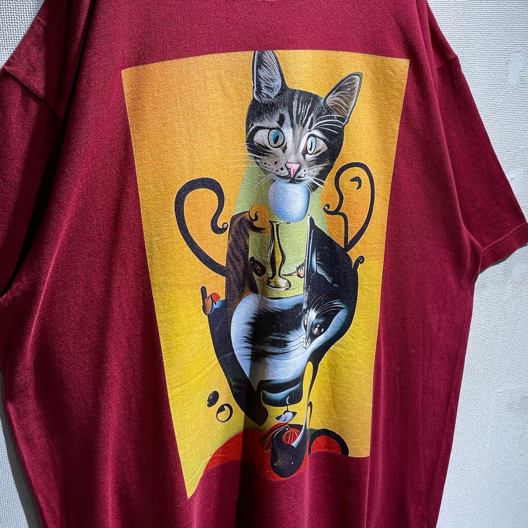 Modern Cat trompe l’oeil art printed ss Tee