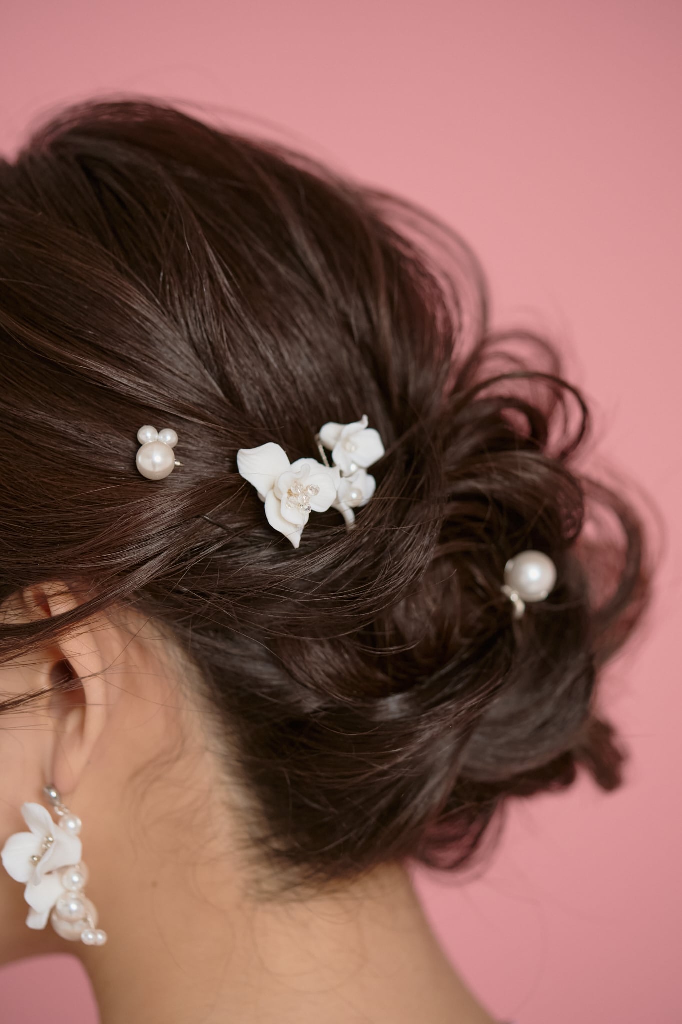 H-154 White Flowerヘアピンセット＜シルバー＞ | ウェディング