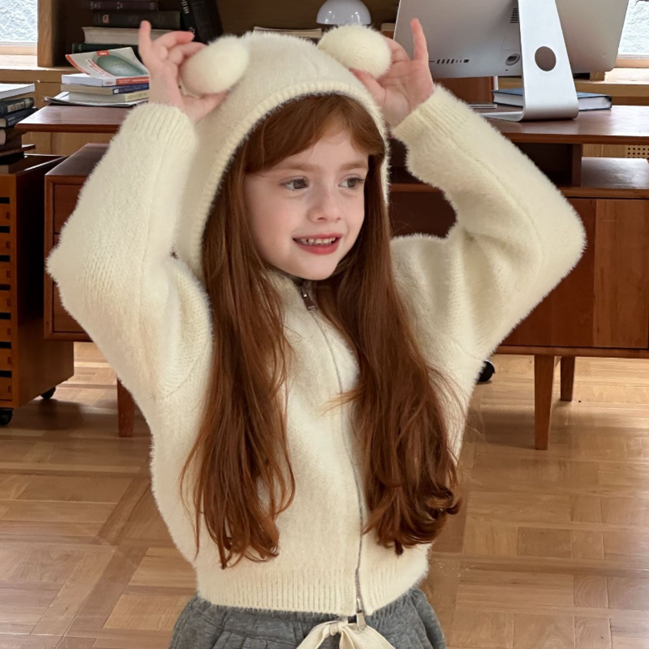 冬テディベアクデザインマ耳コート