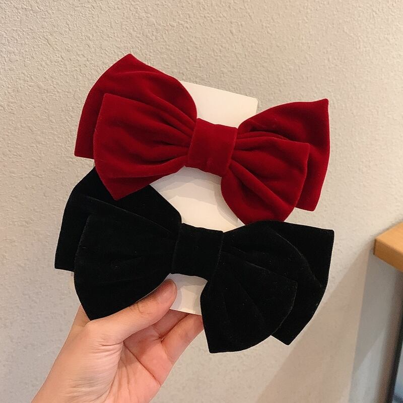 スタンダードベルベットリボンヘアピン レッドトップス バック レトロ 大人ガーリー スウィート キュート カジュアル ブラック・アイド・ピーズ47766359199