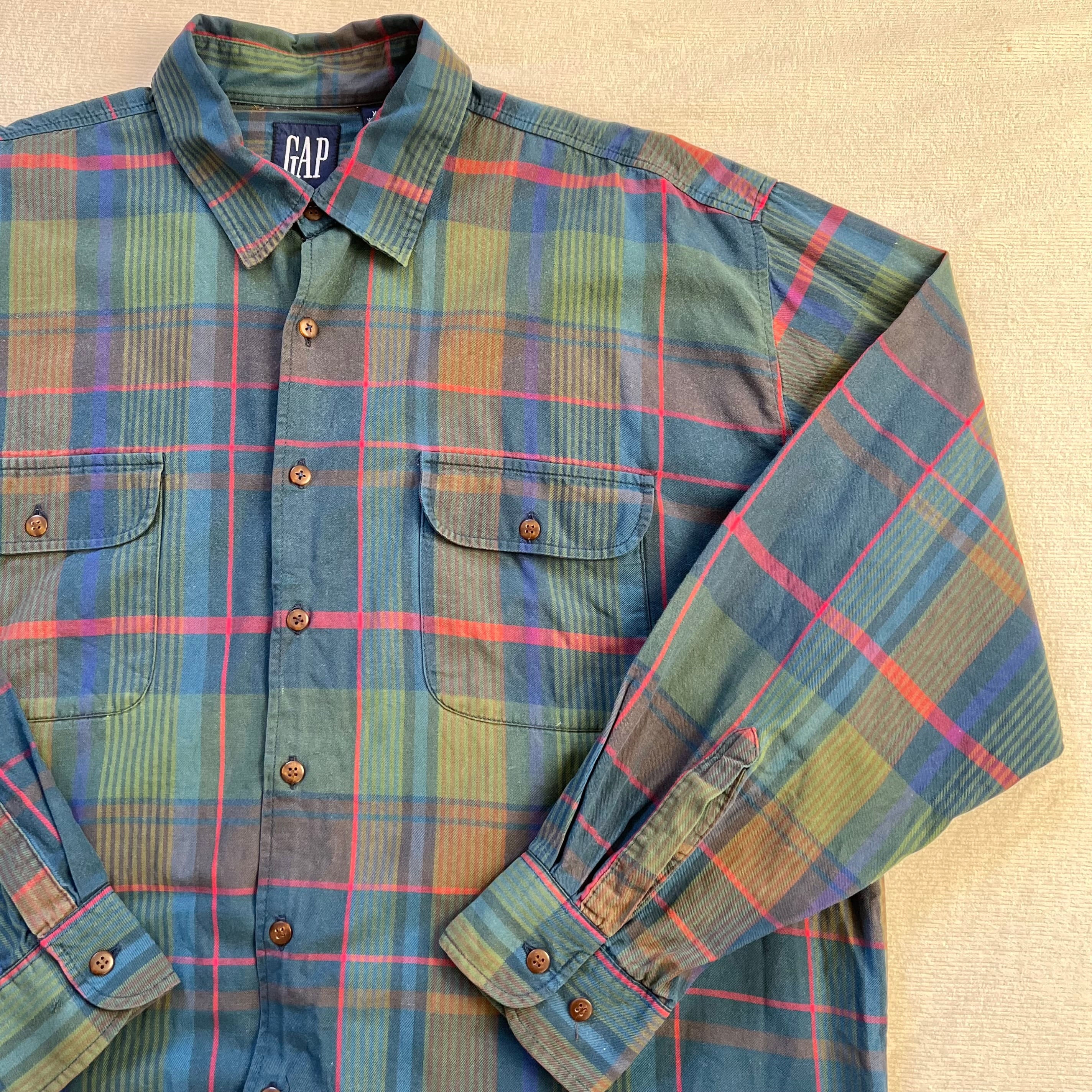 90s OLDGAP オールドギャップ　タータンチェック　パジャマシャツ　M GAP - 90年代 GAP ギャップ パジャマシャツ オールドギャップ