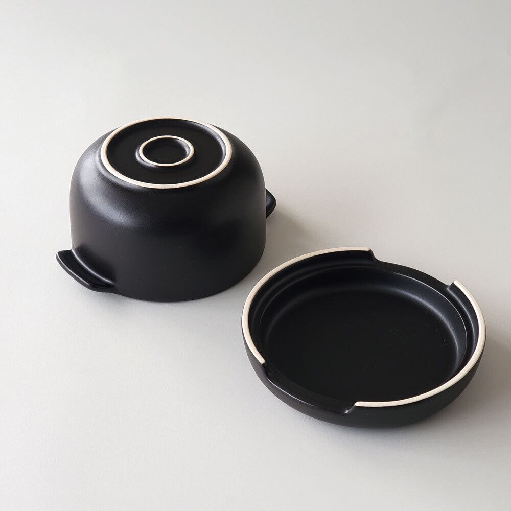 おひつ 丸いかたちのセラミックおひつ 大 2合用 萬古焼 電子レンジ対応