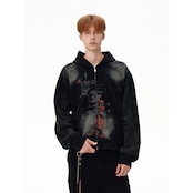 VINTAGE ストリート スプレー加工 ジップパーカー T1992