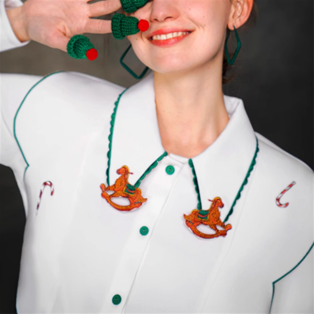 【Camoooni】木馬刺繍カラーシャツ 2color 10829