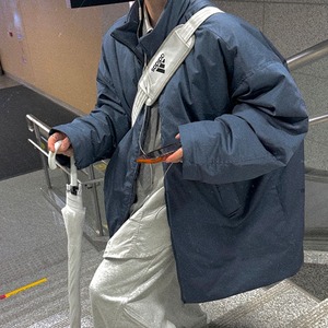 ネイビーブルービッグキルトジャケットコート　1108