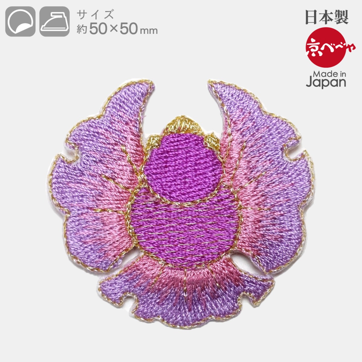 ピンクふくら雀、刺繍ワッペン（アイロン接着）【倭物】 | 京べべや