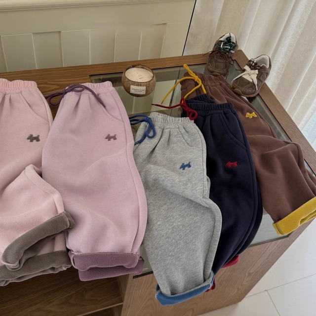 【冬作】可愛い犬柄ボア ボトムス