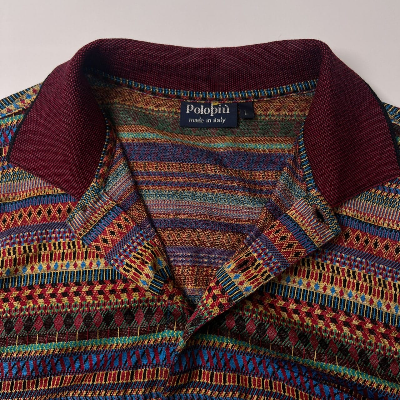 polopiu イタリア製 総柄デザイン 半袖ポロシャツ L/マルチカラー/ネイティブ