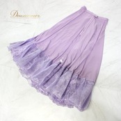 【美品 社交ダンス衣装】上下セット ICHIOKU イチオク パープル 紫 レース 半袖 花柄 ライラック ラベンダー フェミニン 清楚