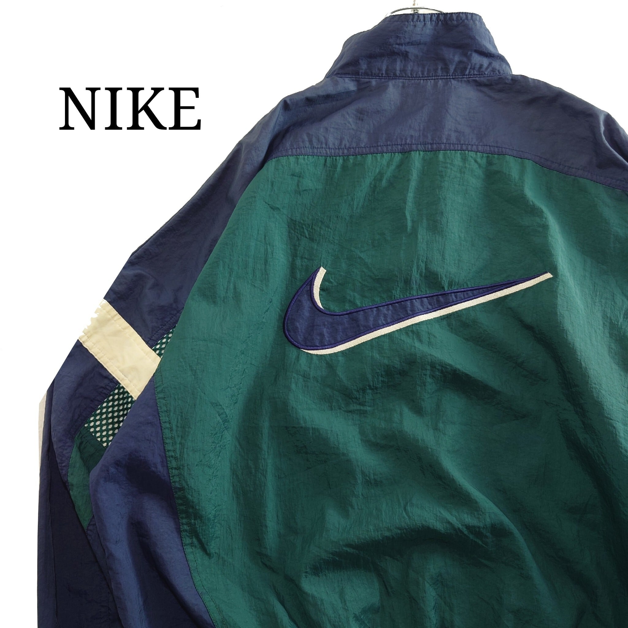 90~00s】NIKE ナイキ ナイロンジャケット グリーン ネイビー