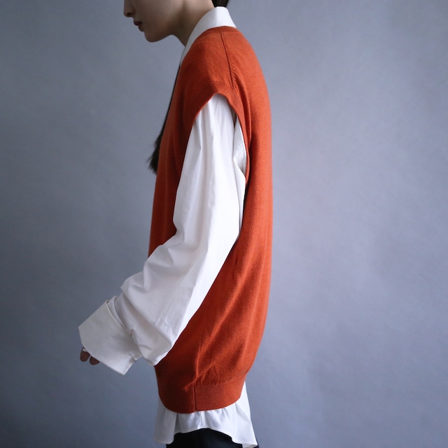 terracotta good coloring loose knit vest