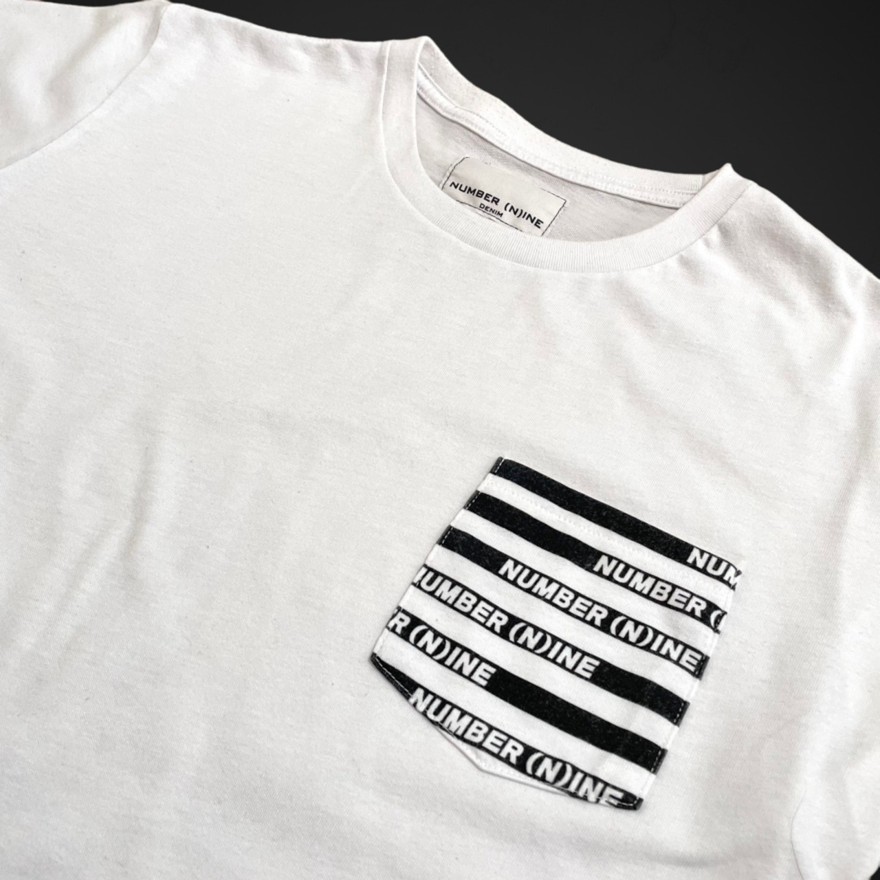 【NUMBER (N)INE DENIM】ポケットTシャツ ロゴ Tシャツ ポケt 白t ナンバーナイン M 半袖 古着