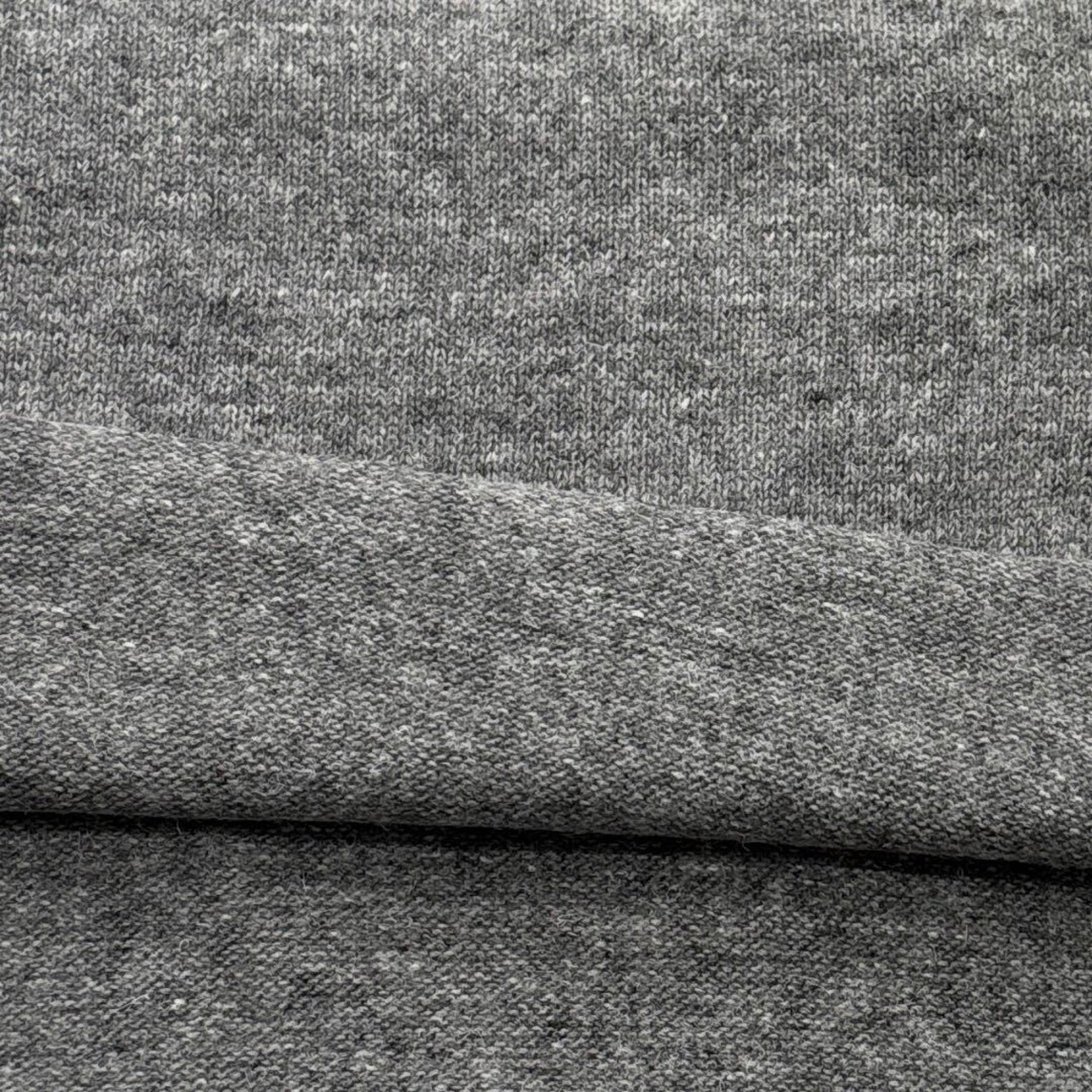 ★TC505◆1.7m◆ウールアクリル混弱毛羽立ち肉厚天竺ニット生地◆杢グレー