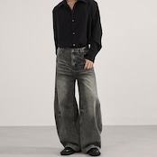 ストリート ウォッシュ加工 デニムパンツ P340