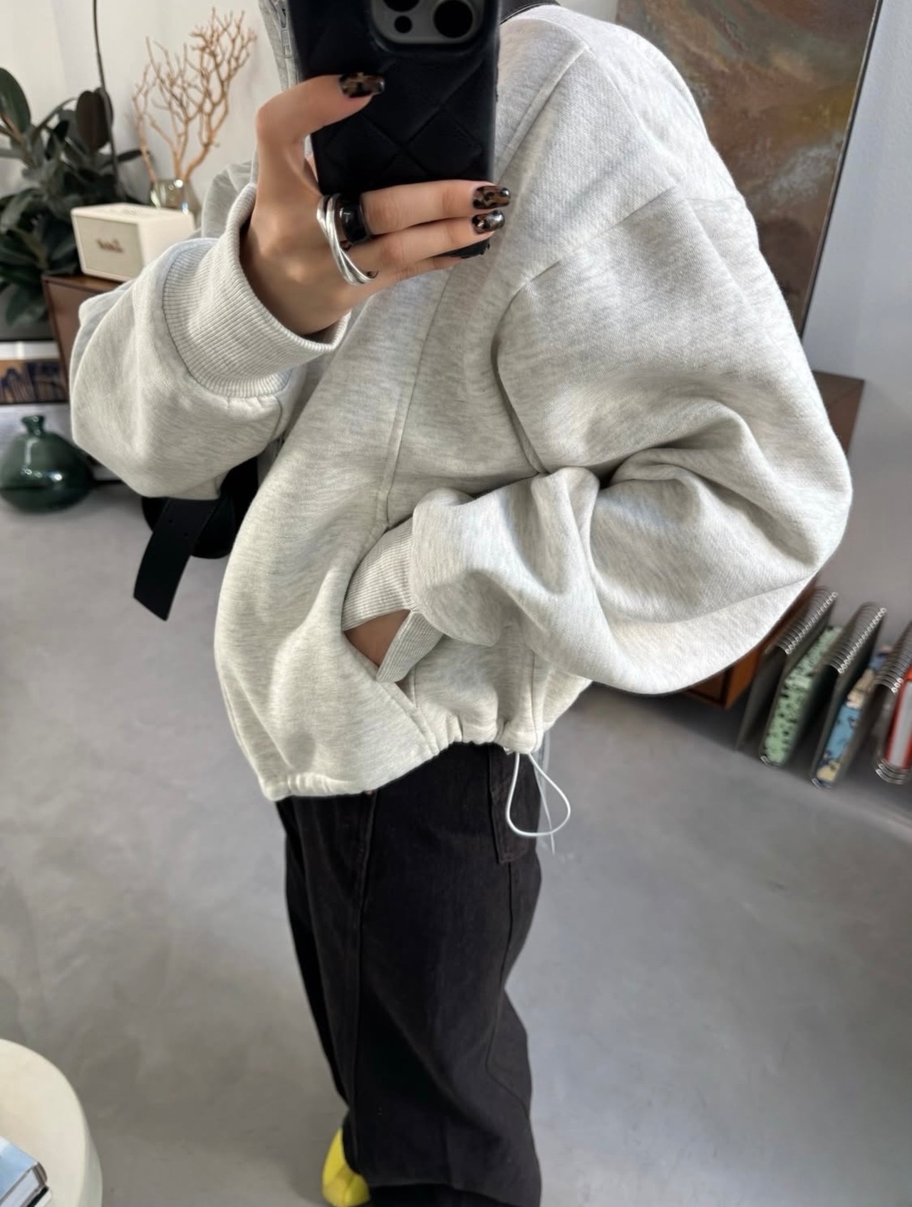 Wジップスウェットショート丈BZ/杢グレー