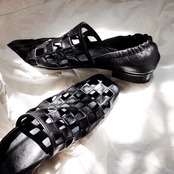 透かし編みプリーツ フラットシューズ