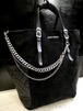 レア24万★JIMMY CHOO ジミーチュウ BLARE 男女可2way チェーンデザイン キルティングスエードレザー トート バッグ★ 3連チェーンバイカー
