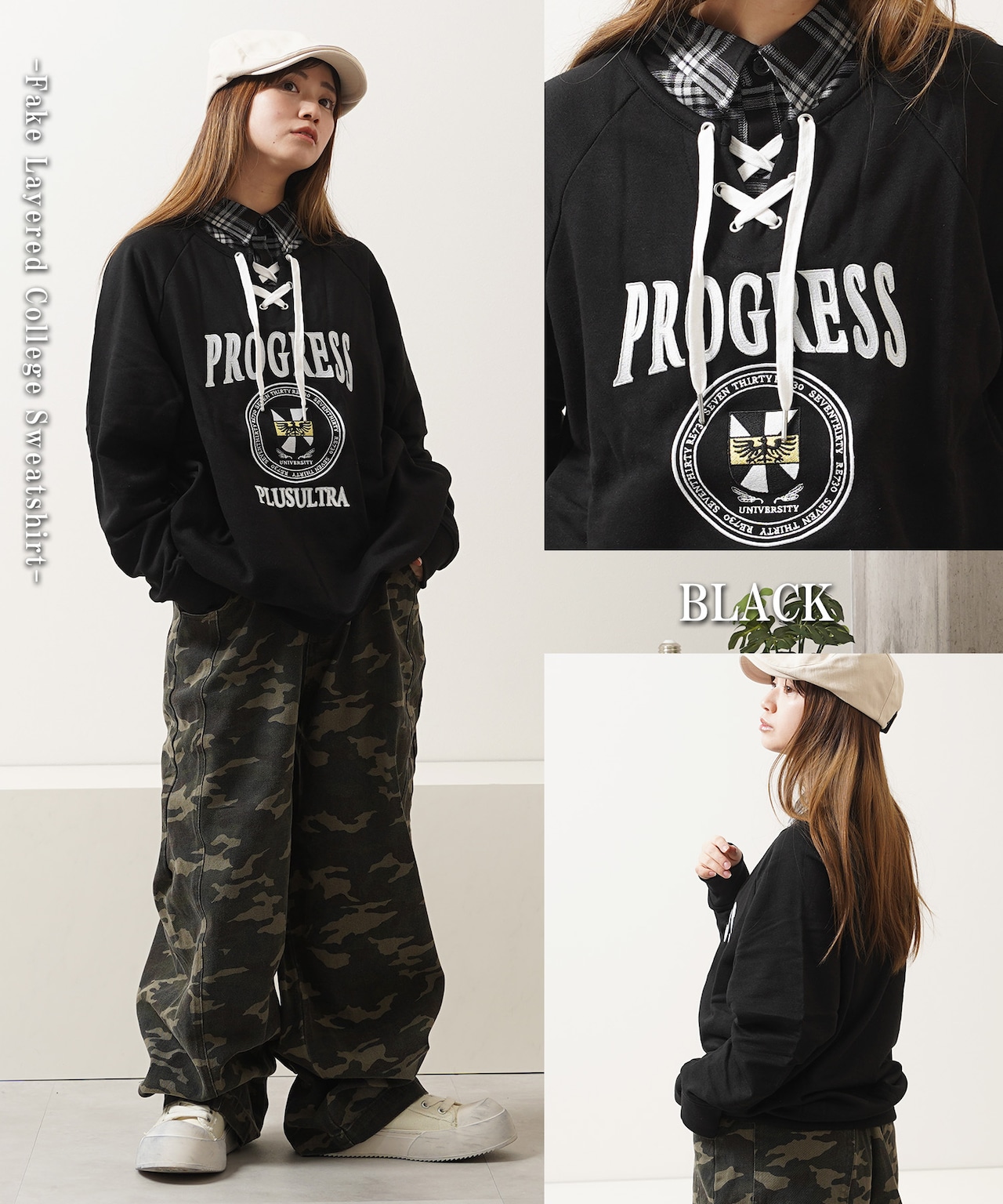 ◆フェイクレイヤード カレッジ スウェット◆ng-61225