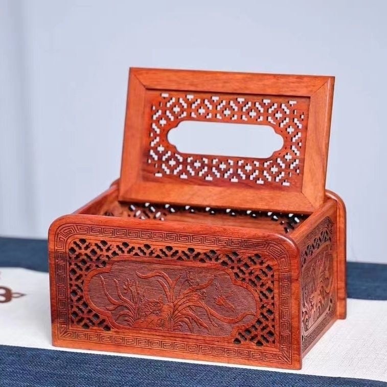 【日用品】紅木ティッシュケース 1個 名称】彫刻紅木ティッシュケース 1個 | 五福茶荘