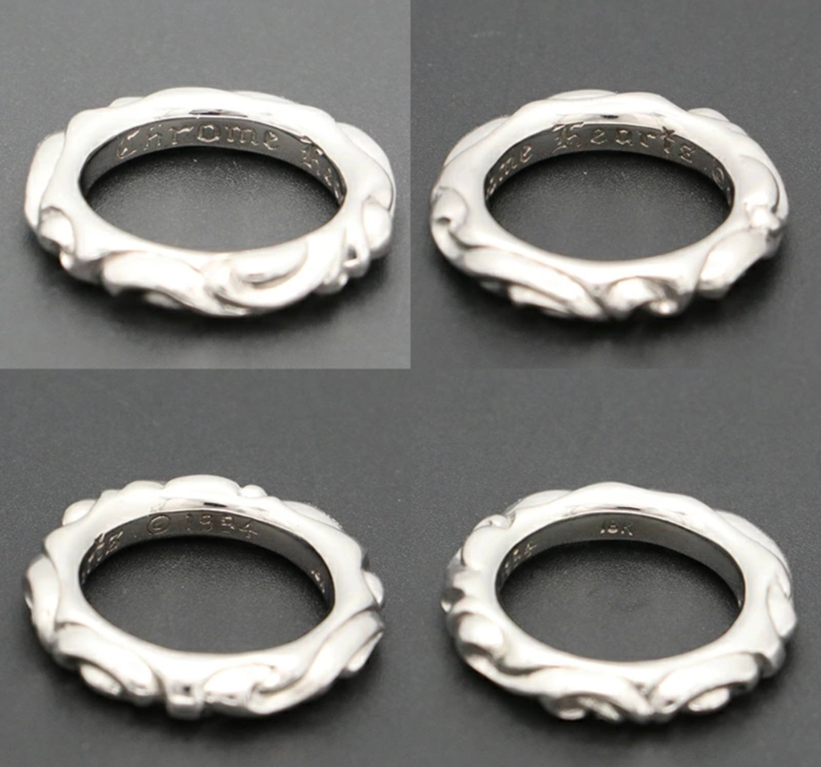 CHROME HEARTS クロムハーツ K18WG スクロールバンドリング 指輪