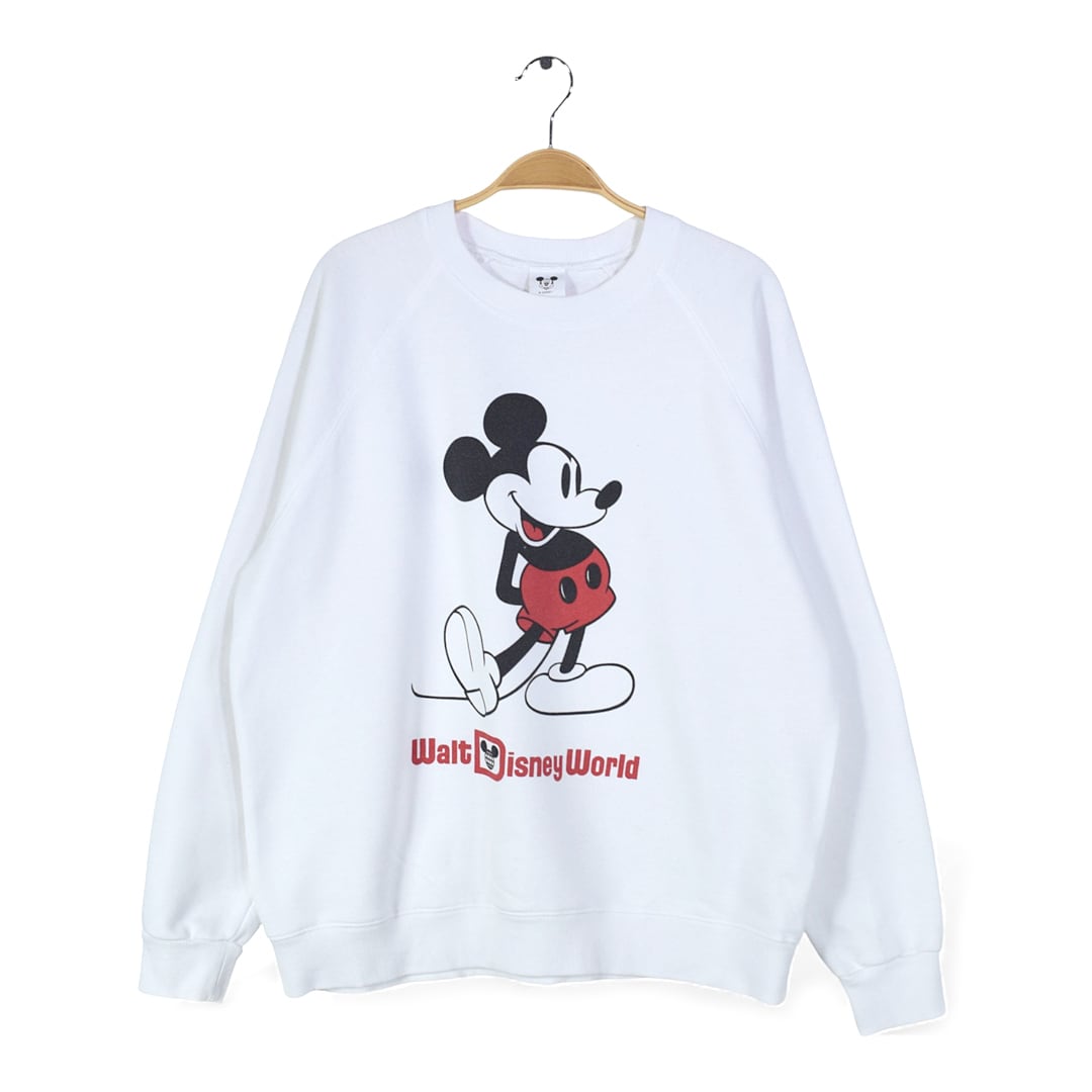 ミッキーマウス 白足 ウォルトディズニーオフィシャル スウェット ホワイト WALT DISNEY WORLD ウォルトディズニーオフィシャル サイズXL相当 古着 CF0995