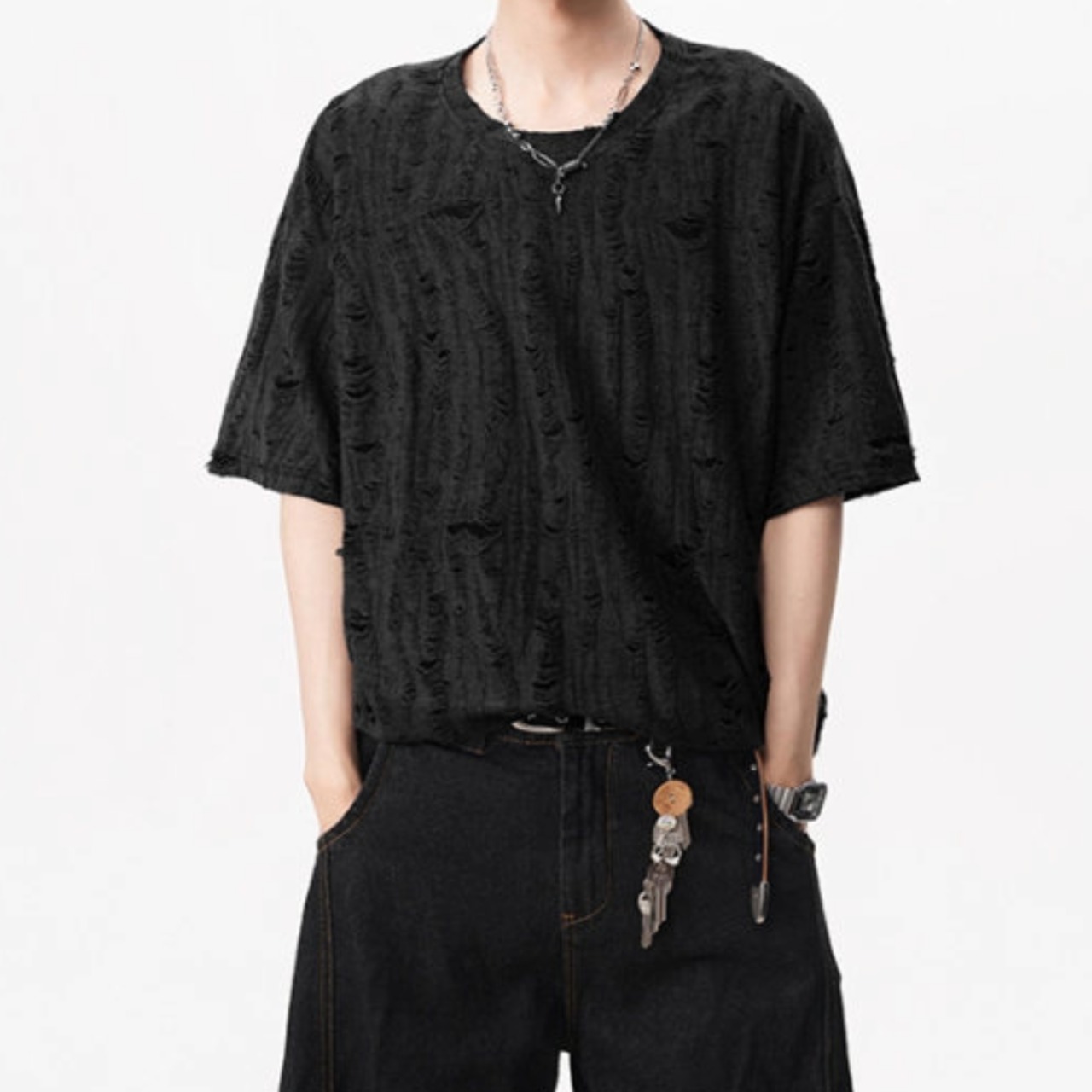 Distressed Drop Shoulder T-ShirtTB2407・画像7