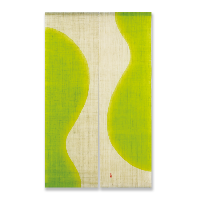 麻 のれん　ひょうたん　GR（グリーン）90㎝×150㎝