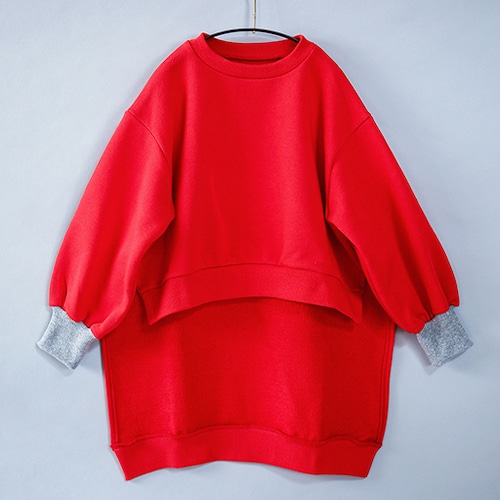 Back long pullover    kids XL(130-140)  / Red
