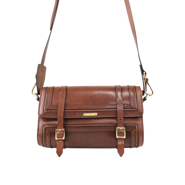 BURBERRY バーバリー ショルダーバッグ ブブラウン ロゴ レザー フロントバックル 66nxby