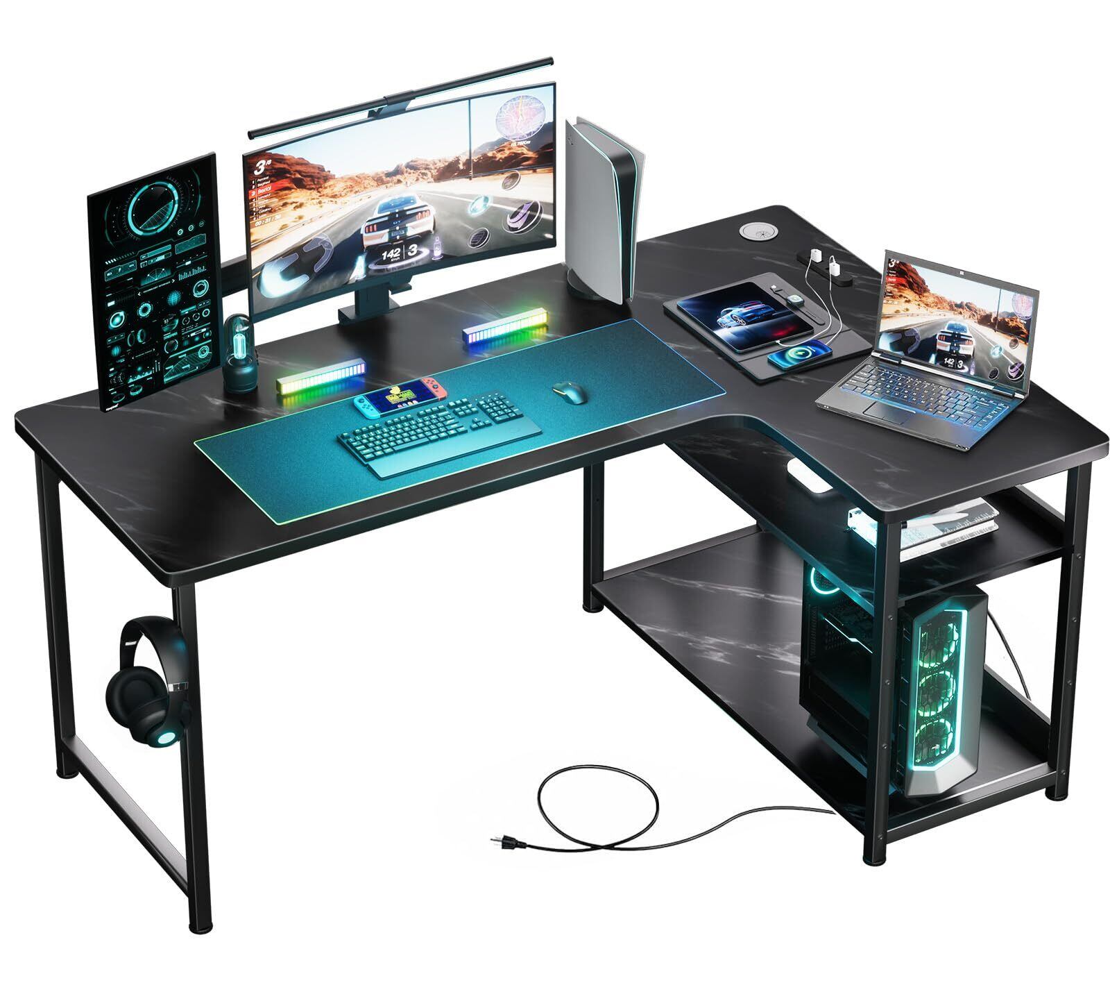 AODK ゲーミングデスク パソコンデスク ラック&コンセント付き 幅100cm AODK ゲーミングデスク パソコンデスク ラック&コンセント付き 幅100cm