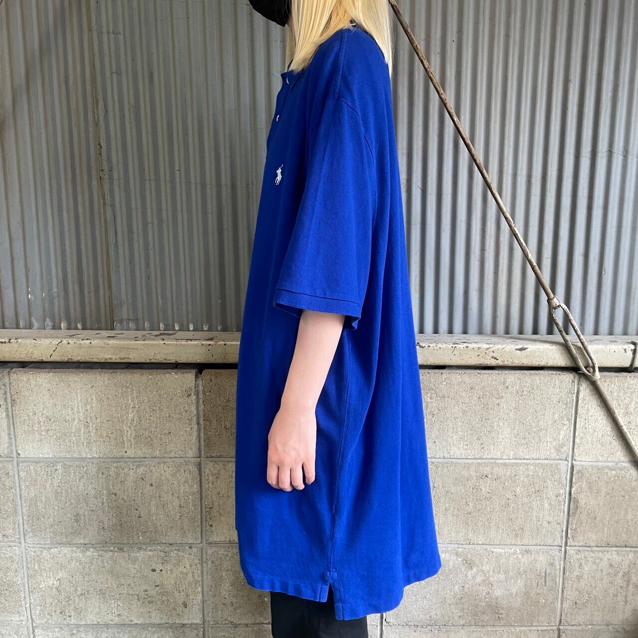 未使用 RALPH LAUREN ラルフローレン POLO TEAM刺繍 長袖 鹿の子ポロシャツ M ブルー  レディース 古着 中古 USED POLO RALPH LAUREN（ポロ・ラルフローレン） ポロ ラルフローレン