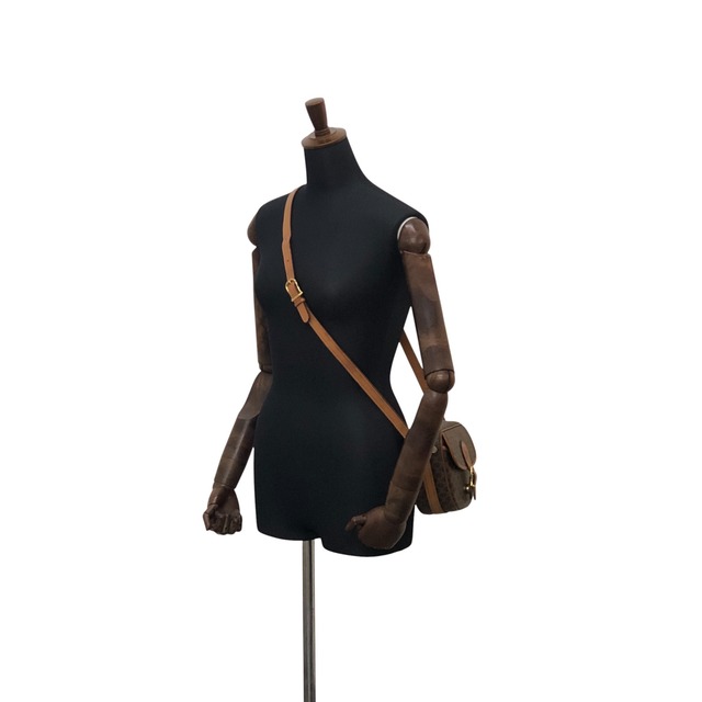 CELINE セリーヌ マカダム ショルダーバッグ ブラウン ブラゾン型押し フロントバックル PVC レザー vintage ヴィンテージ オールド 8awzkp