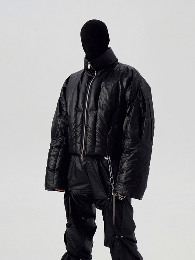 Coated stand up collar jacket 0016