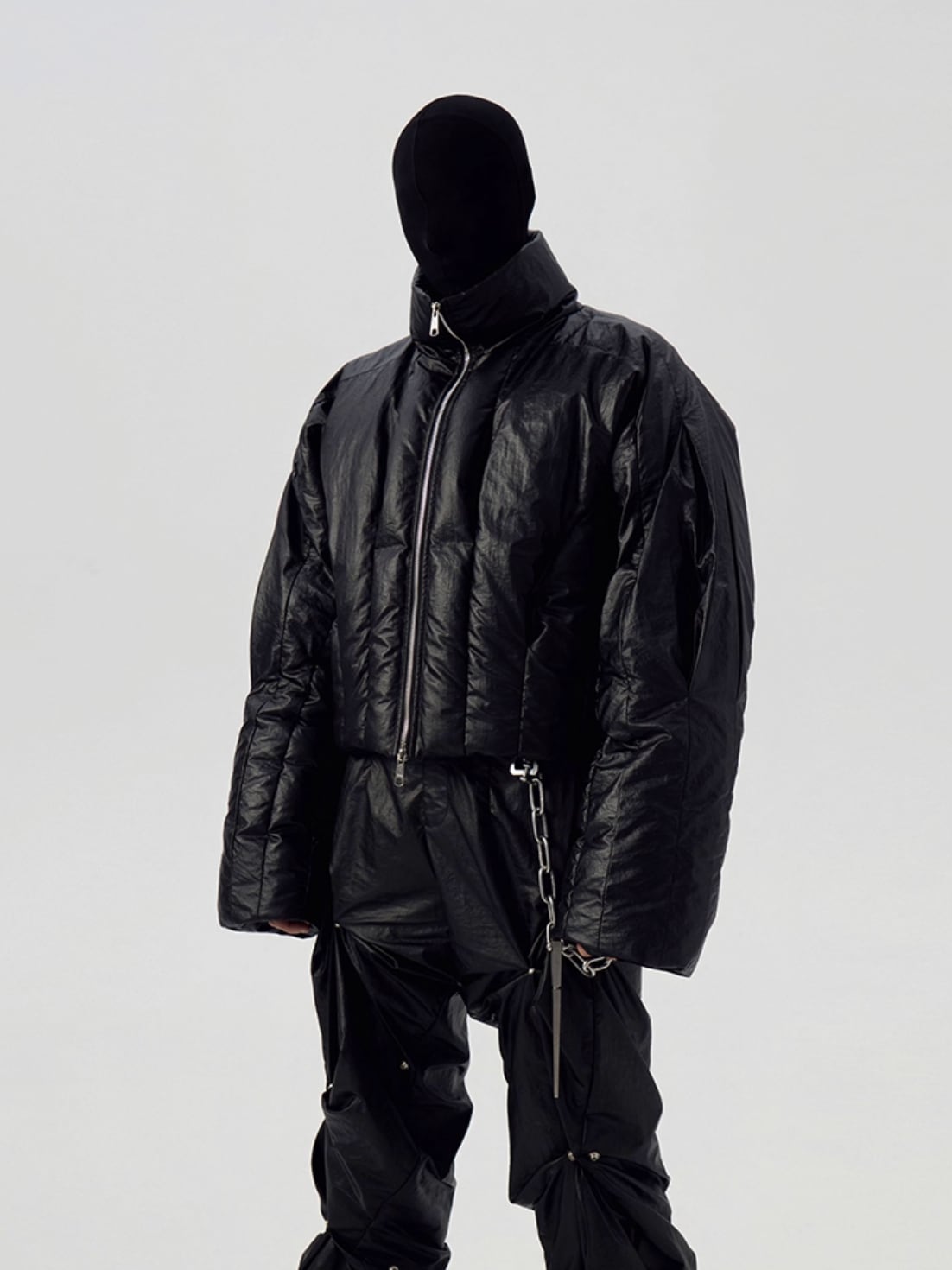 Coated stand up collar jacket 0016