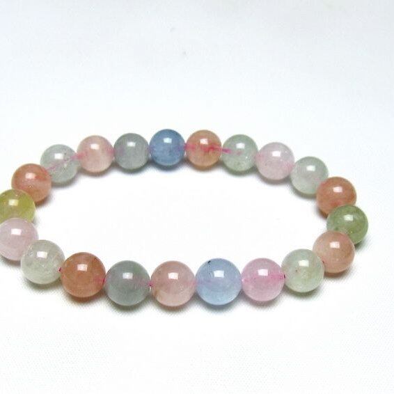ミックスカラーベリル ブレスレット 9mm 一点物 メール便可 [M便 1/10] 111-48856