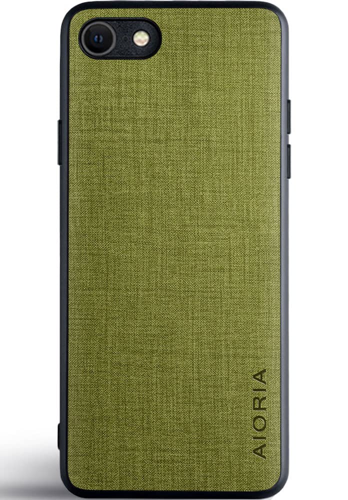 AIORIA iPhone SE2 SE 3 2022 2020ケース 生地パターンレザー高級完全に保護純色スマホケースiPhone SE 2 3 (iPhone SE 2020, Green)