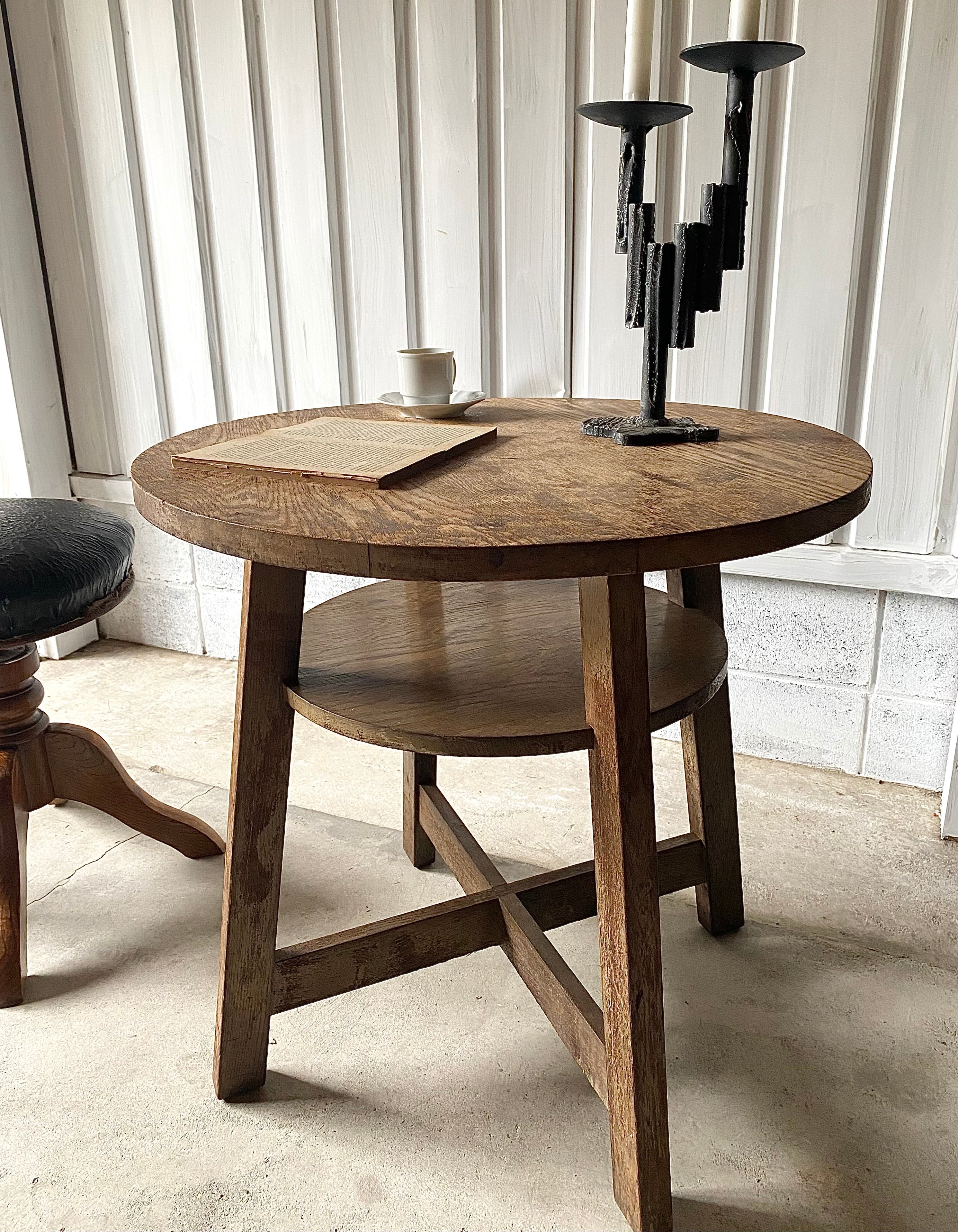 木製 ラウンドテーブル 円卓 円型 テーブル 古家具 味のあるラウンドテーブル[古家具] | giraffes craft