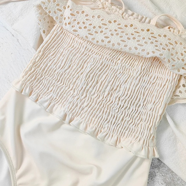 punching lace onepiece swim wear  ｜ 水着  フリル パンチングレース ワンピース 女の子