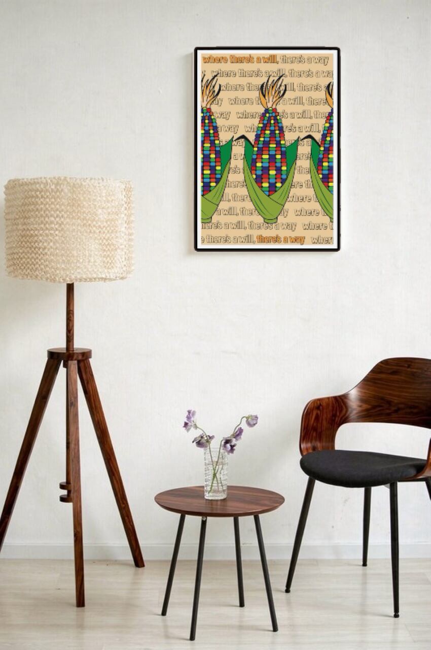 DHD(M)011【フレーム付きインテリアポスターA2　とうもろこしⅠ】