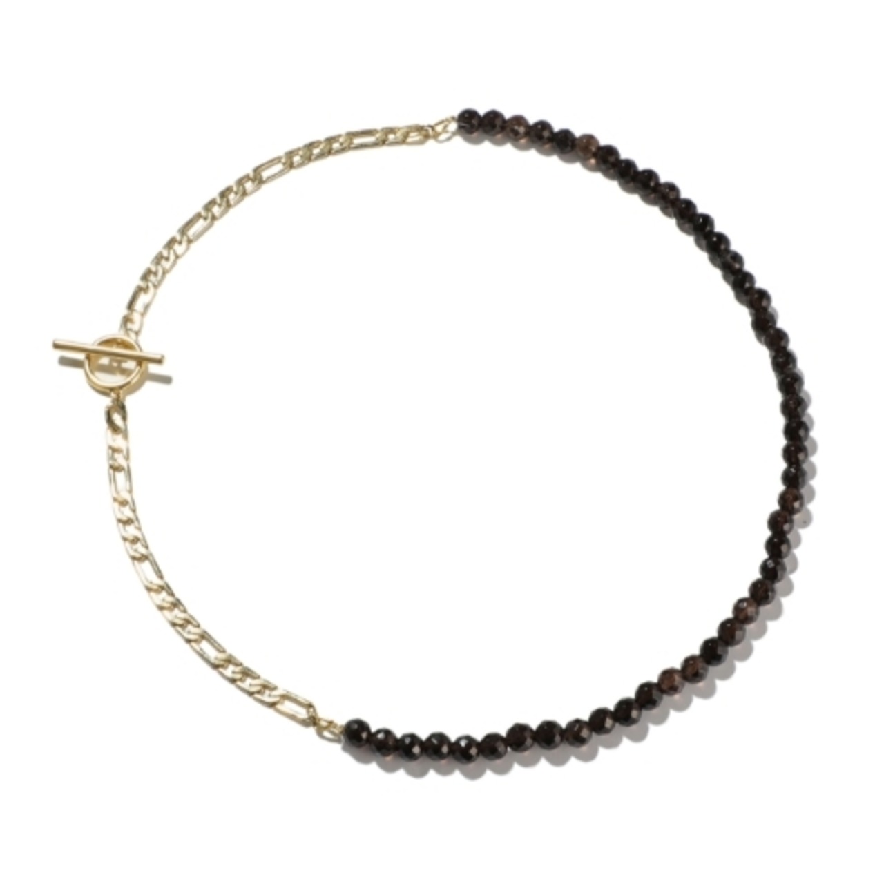 【再入荷】Hadavataペンダント：スモーキークオーツと幾何学チェーンのラリエットネックレス