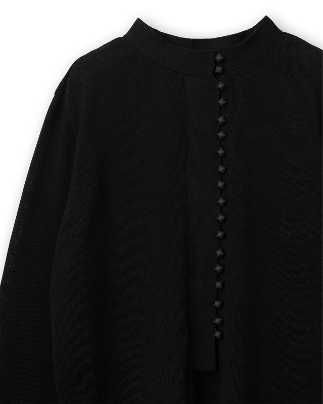 TAN/26SS-8 MULTI BUTTON KNIT BLOUCE/BLACK