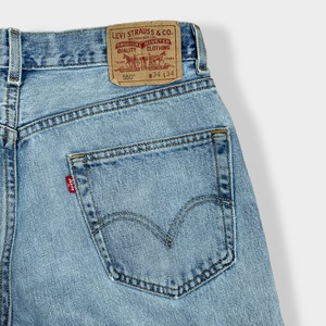 【LEVI'S】550 ジーンズ デニム ジーパン ワイドテーパード バギー ジッパーフライ W34 L34 リーバイス 色落ち ルーズ ダボパン リペア RELAXED FIT リラックスドフィット ダメージジーンズ メキシコ製 US古着