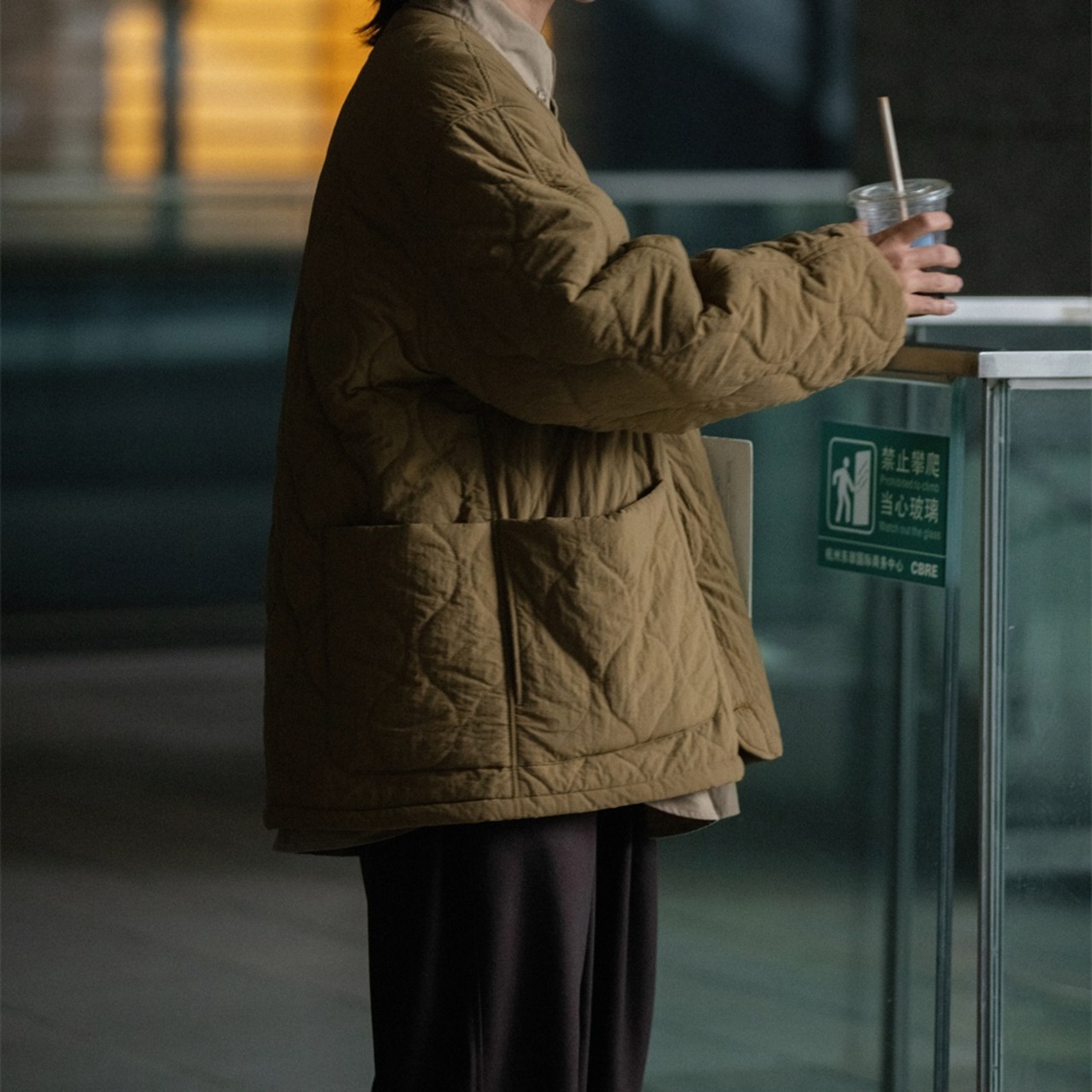 スーツカラーナイロンロングジャケット　986